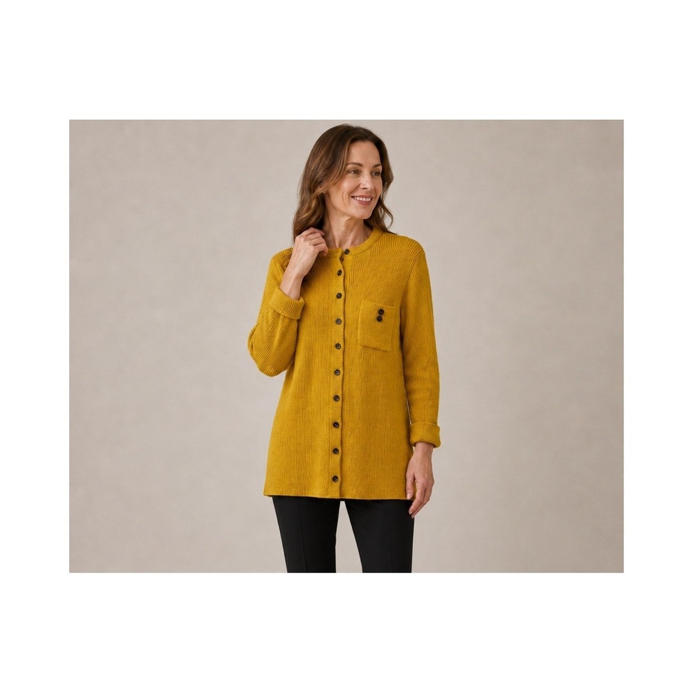 Vintage Broadway Cardigan‎ 70s Quiet Luxury Sweater M/L Yellow Cashmere Wool